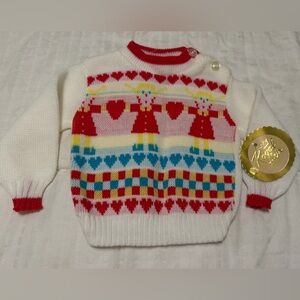 Vintage Childwise Baby Girl Intarsia Heart Sweater - 0-6M NWT